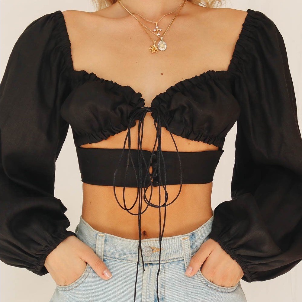 VG French Twist Linen Top // Black -